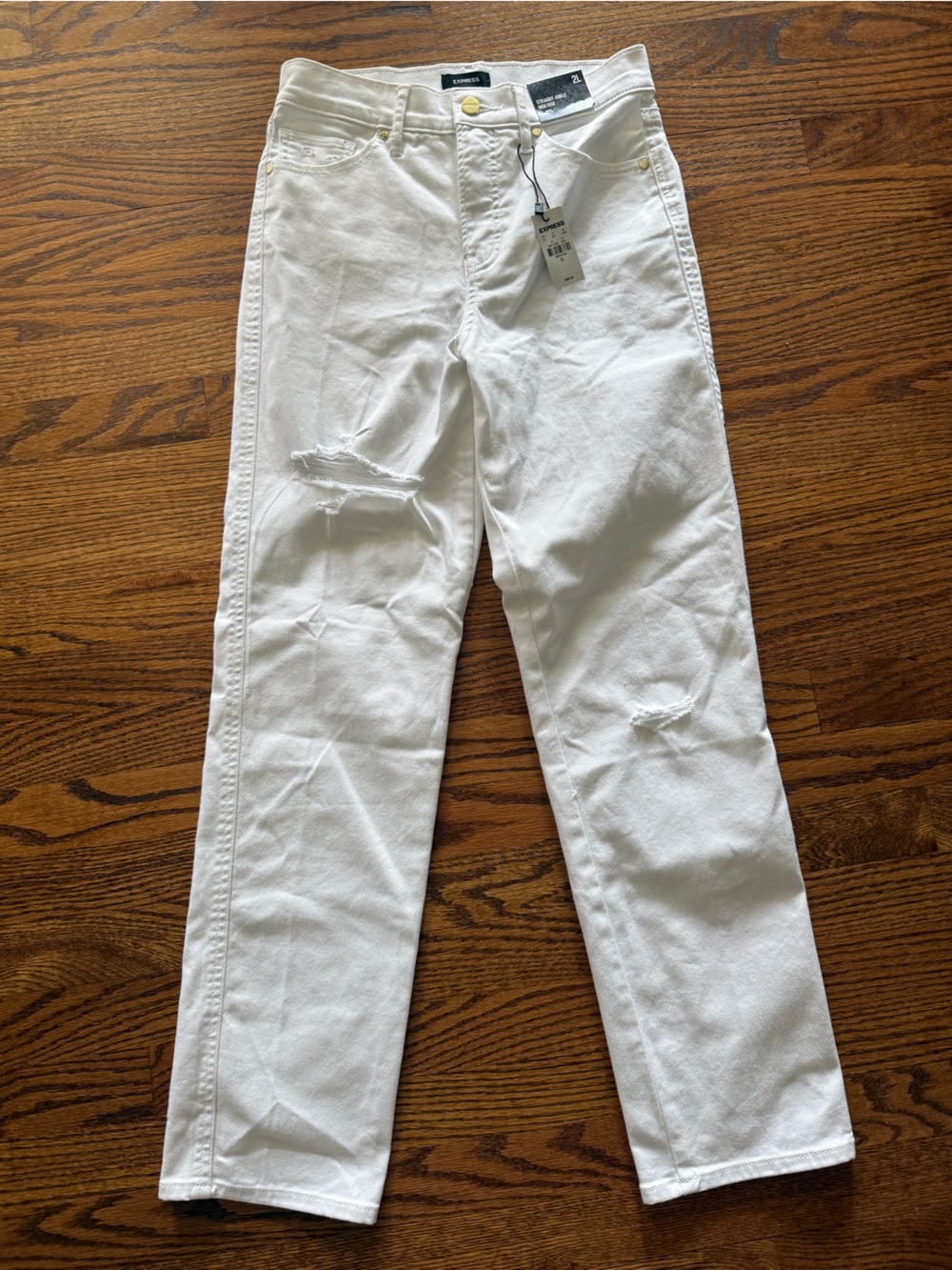 Express 2L White Denim Jeans, Slightly distressed